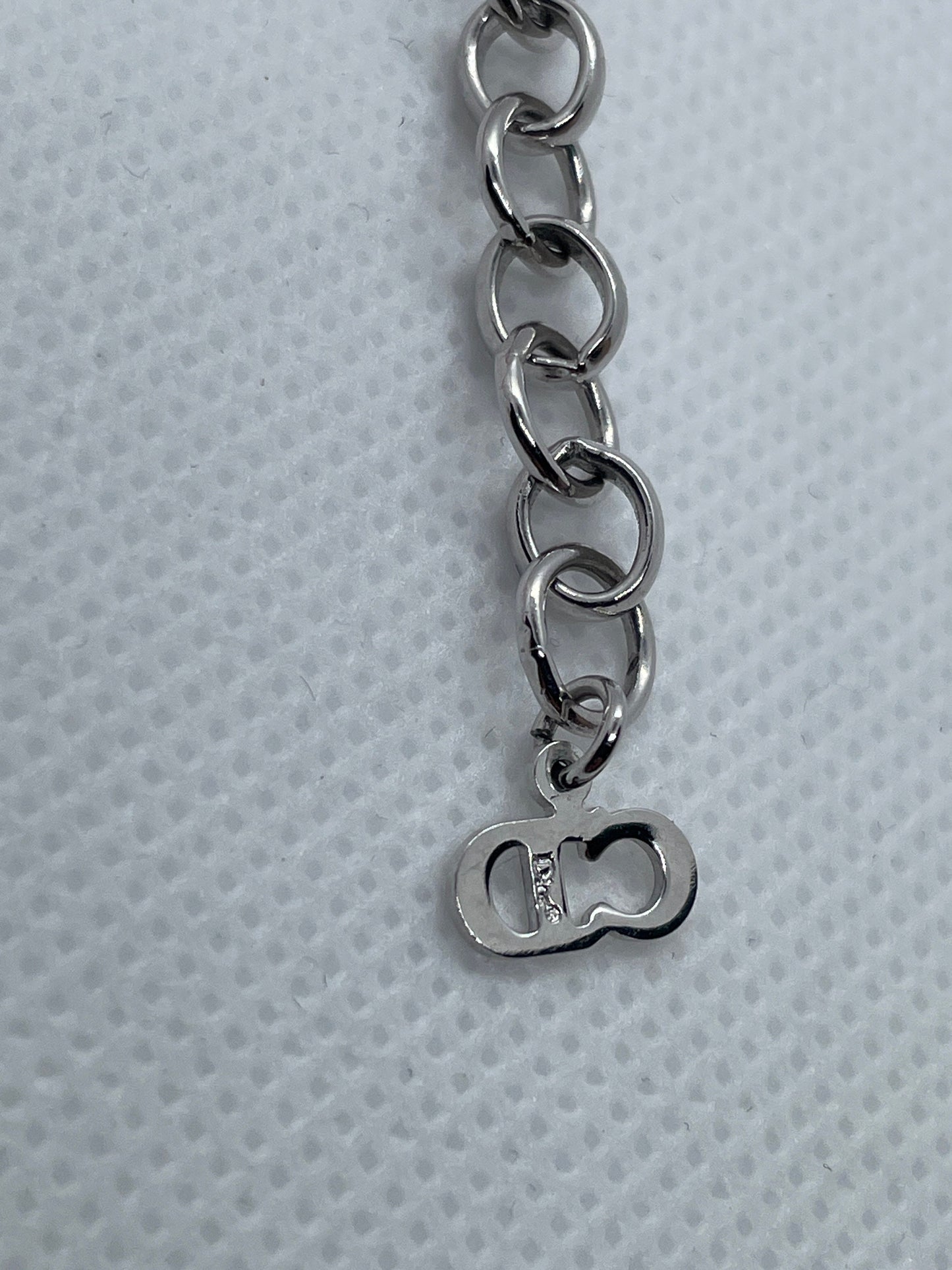 Christian Dior Acrylic Logo Heart Red Ribbon Choker Necklace