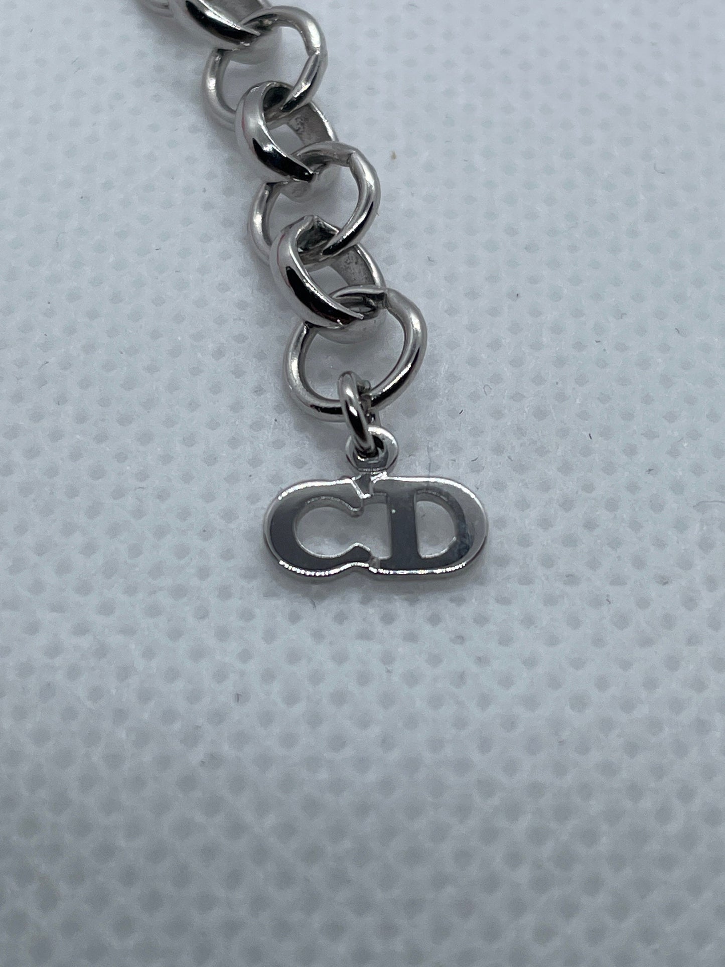 Christian Dior Acrylic Logo Heart Red Ribbon Choker Necklace