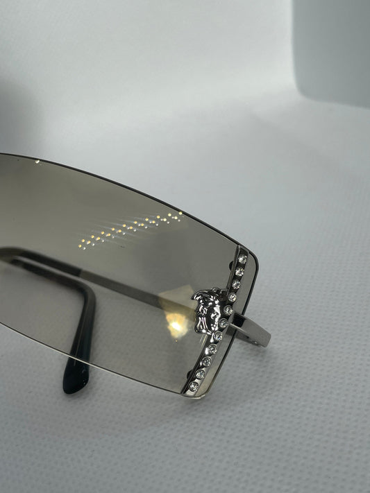 VERSACE N29-H Silver Rimless Sunglasses with rhinestones